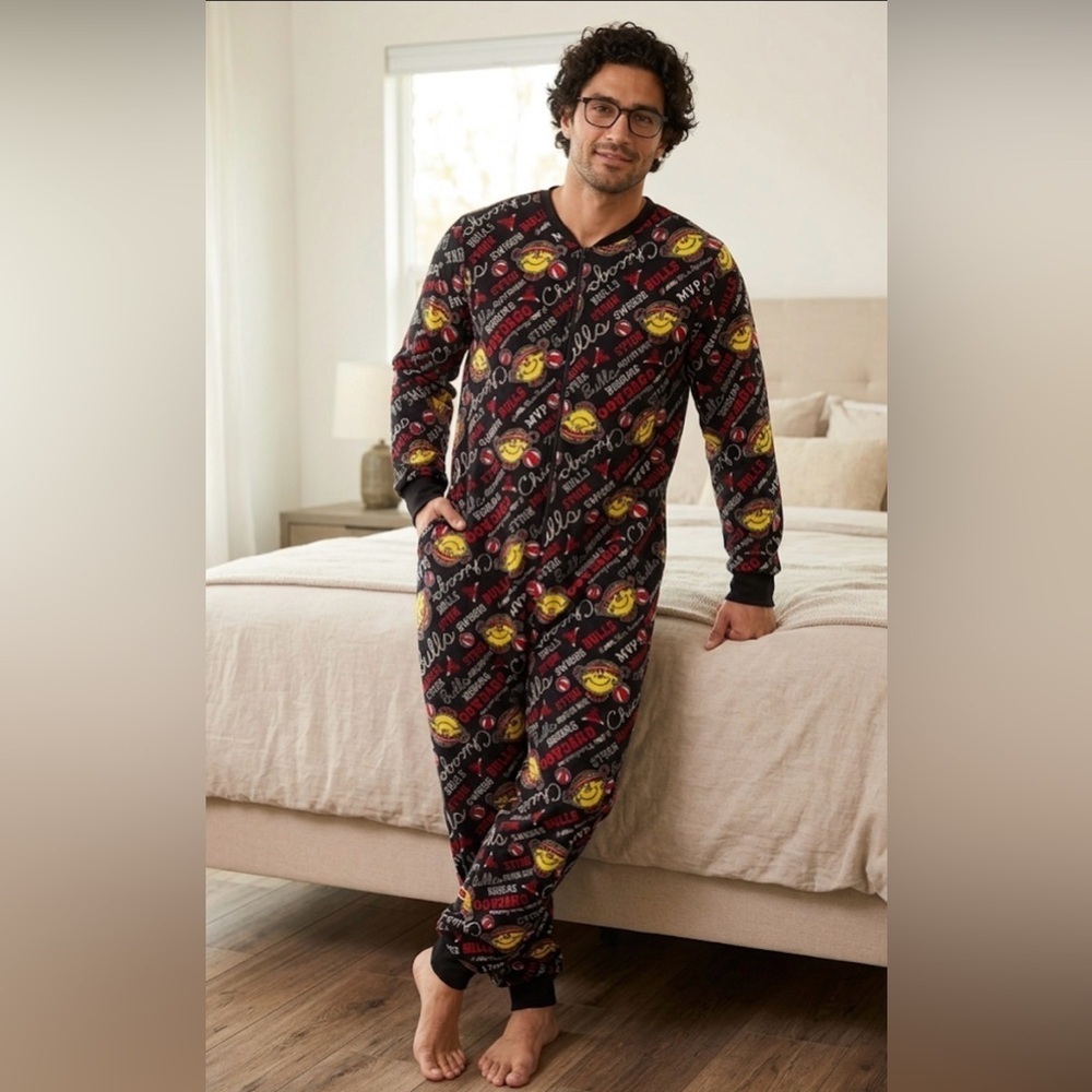 NWOT,NBA Chicago Bulls Little Miss Sunshine One Piece Pajamas Women's Size M .